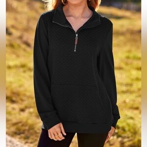 Women Fashion Quilted Zipper Pullover